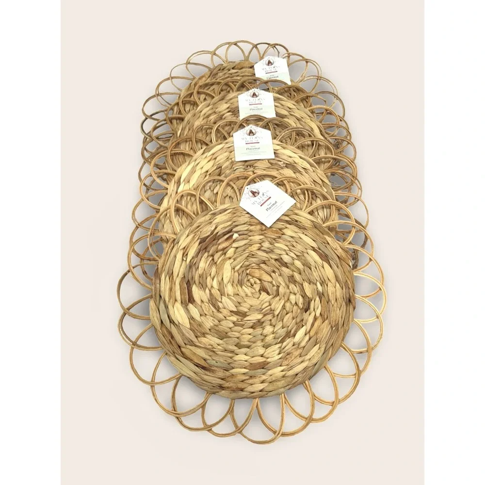 My Texas House 4pc Rattan Placemat Charger Set - Brown 15 In Woven‎ Round